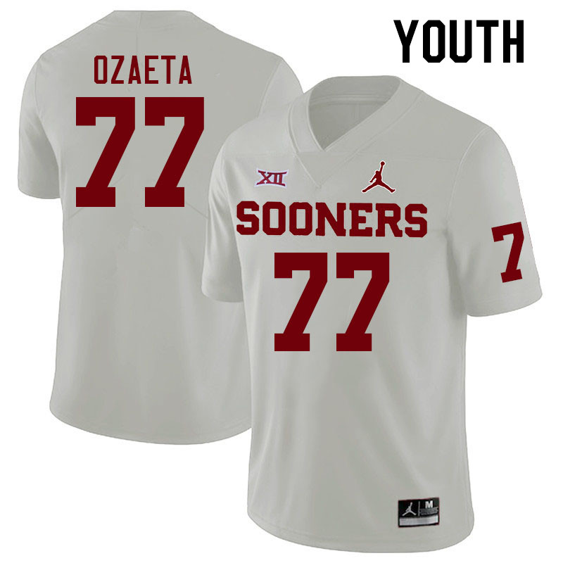 Youth #77 Heath Ozaeta Oklahoma Sooners College Football Jerseys Stitched Sale-White - Click Image to Close